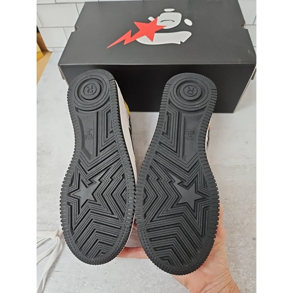 Indigo Studios Custom Bape Apesta Shoes Size 8.5  Red Yellow And White Colorway
